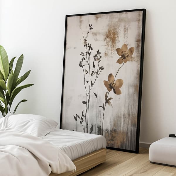 Blomsterminimalisme Blomsterminimalisme, 70x100 cm, lys egetræsramme, 230 gsm mat papir