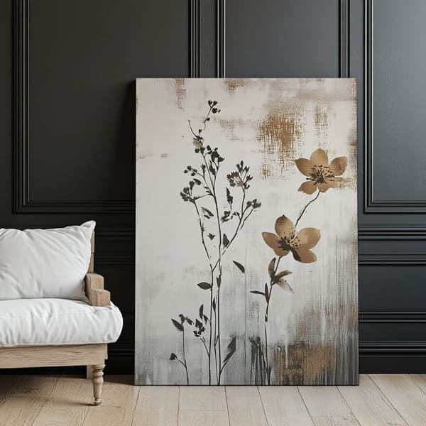 Blomsterminimalisme Blomsterminimalisme, 70x100 cm, lys egetræsramme, 230 gsm mat papir