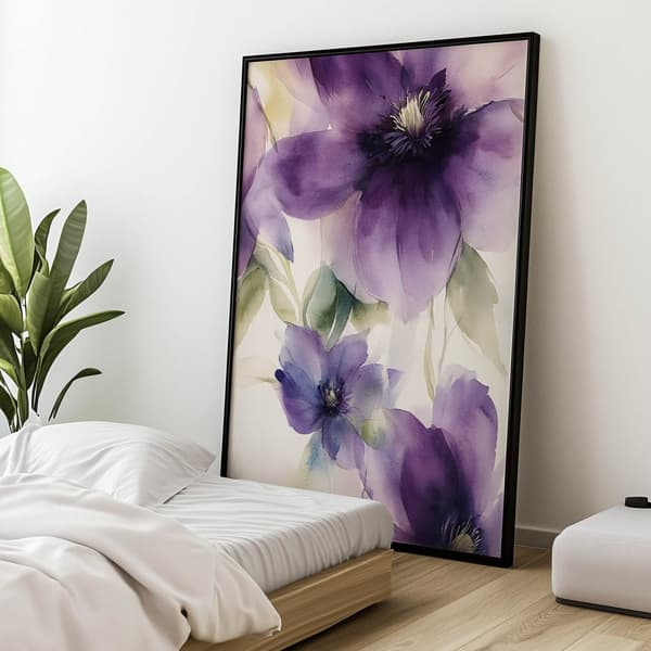 Dream of Clematis Dream of Clematis, 60x90 cm, sort aluminiumsramme, 230 gsm mat papir