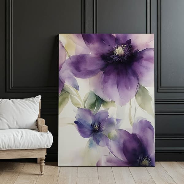 Dream of Clematis Dream of Clematis, 70x100 cm, sort aluminiumsramme, 230 gsm mat papir