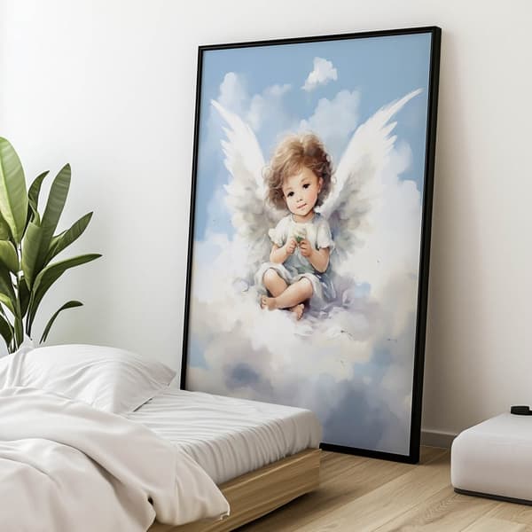 Bedårende engel på en sky Bedårende engel på en sky, 50x70 cm, uindrammet, premium lærred på båre