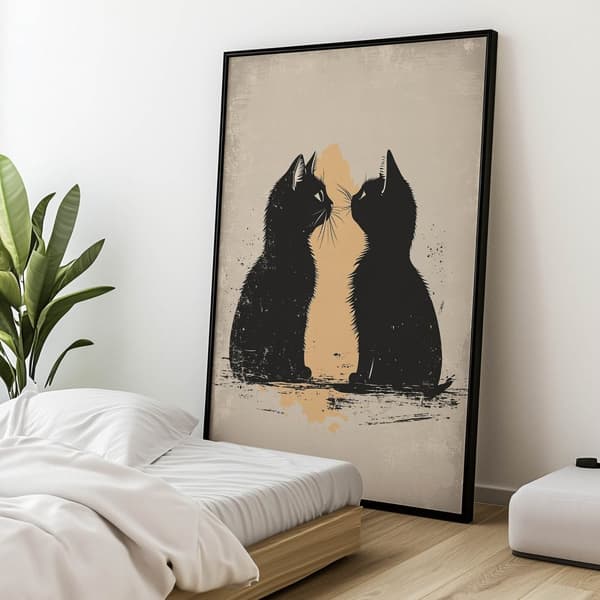 Love in Cat Style Love in Cat Style, 30x40 cm, lys egetræsramme, 230 gsm mat papir