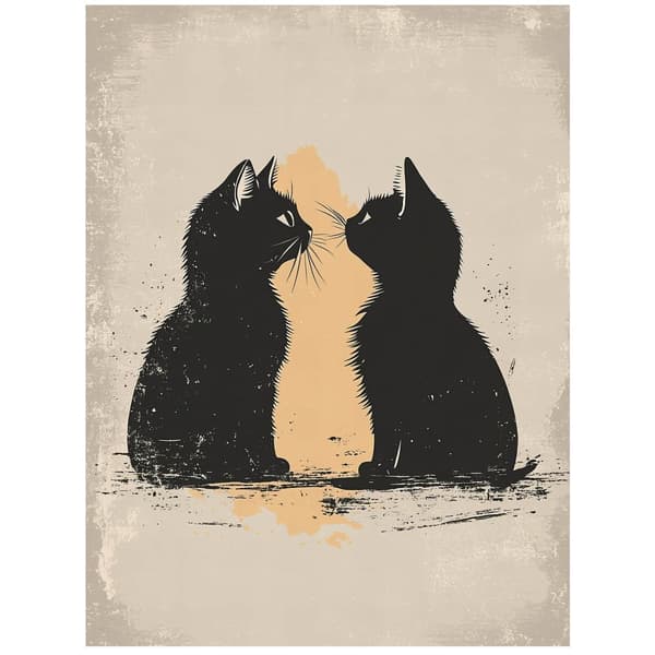 Love in Cat Style Love in Cat Style, 50x70 cm, guld aluminiumram, 230 gsm matt papper