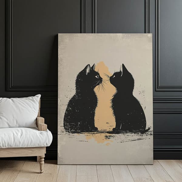 Love in Cat Style Love in Cat Style, 50x70 cm, guld aluminiumram, 230 gsm matt papper