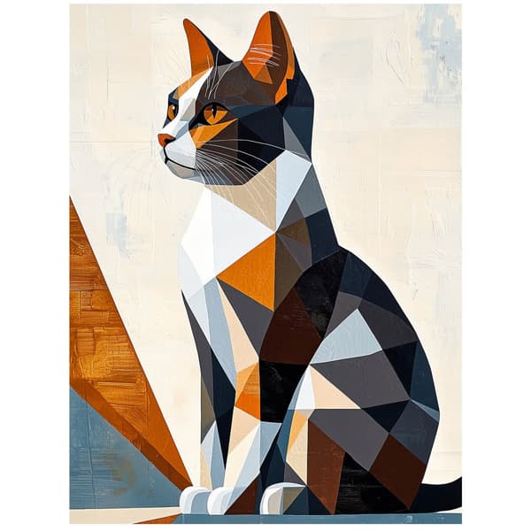 Geometry of Cat in Modern Landscape Geometry of Cat in Modern Landscape, 60x90 cm, guld aluminiumsramme, 230 gsm mat papir