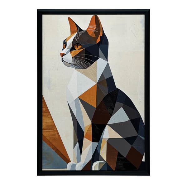 Geometry of Cat in Modern Landscape Geometry of Cat in Modern Landscape, 60x90 cm, guld aluminiumsramme, 230 gsm mat papir