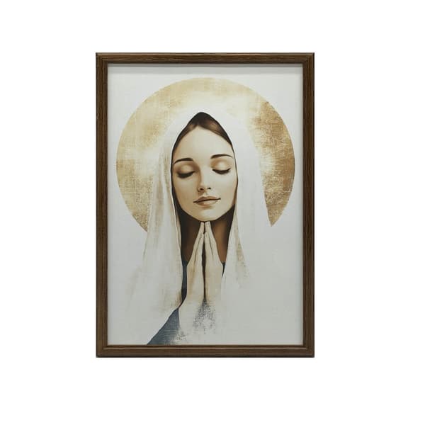 Jungfru Marias bön med en gyllene gloria Jungfru Marias bön med en gyllene gloria, 50x70 cm, svart aluminiumram, 230 gsm matt papper