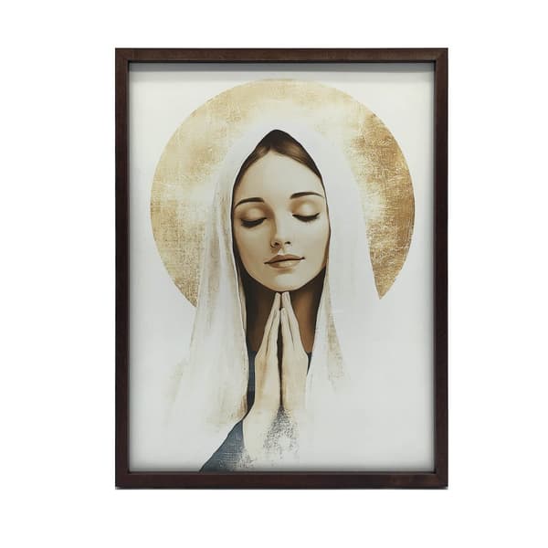 Jungfru Marias bön med en gyllene gloria Jungfru Marias bön med en gyllene gloria, 50x70 cm, svart aluminiumram, 230 gsm matt papper