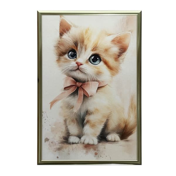 Sød killing med lyserød sløjfe Sød killing med lyserød sløjfe, 30x40 cm, uindrammet, premium lærred på båre
