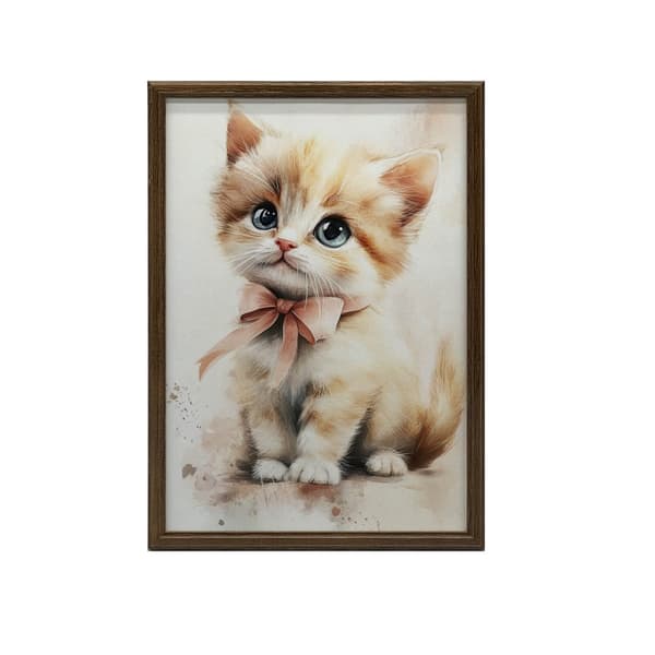 Sød kitty med en lyserød sløjfe Sød kitty med en lyserød sløjfe, 40x50 cm, sort aluminiumsramme, 230 gsm mat papir