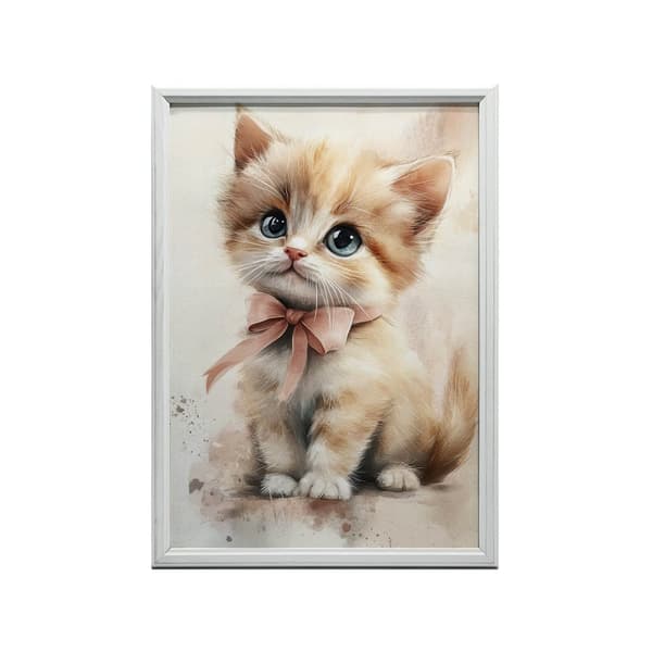 Sød kitty med en lyserød sløjfe Sød kitty med en lyserød sløjfe, 40x50 cm, sort aluminiumsramme, 230 gsm mat papir