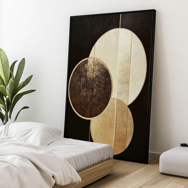 Abstrakt plakat med tre hjul Abstrakt plakat med tre hjul, 60x90 cm, sort aluminiumsramme, 230 gsm mat papir