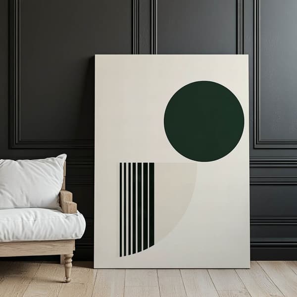 Abstrakt grøn cirkel på hvid baggrund Abstrakt grøn cirkel på hvid baggrund, 30x40 cm, sort aluminiumsramme, 230 gsm mat papir
