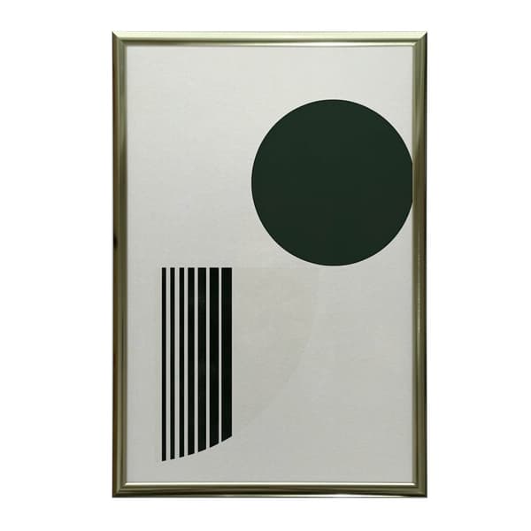 Abstrakt grøn cirkel på hvid baggrund Abstrakt grøn cirkel på hvid baggrund, 30x40 cm, sort aluminiumsramme, 230 gsm mat papir