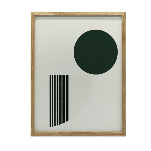 Abstrakt grøn cirkel på hvid baggrund Abstrakt grøn cirkel på hvid baggrund, 30x40 cm, sort aluminiumsramme, 230 gsm mat papir