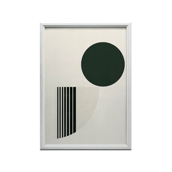 Abstrakt grön cirkel på vit bakgrund Abstrakt grön cirkel på vit bakgrund, 50x70 cm, svart aluminiumram, 230 gsm matt papper