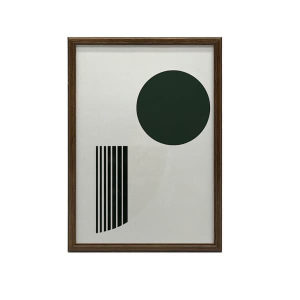 Abstrakt grön cirkel på vit bakgrund Abstrakt grön cirkel på vit bakgrund, 50x70 cm, svart aluminiumram, 230 gsm matt papper