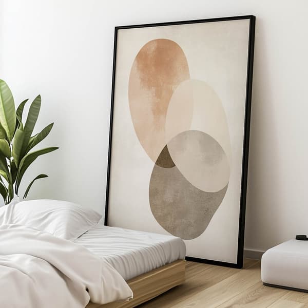Abstraktit ympyrät - Minimalistinen taide Abstrakti ympyrät - Minimalistinen taide, 40x50 cm, kultainen alumiinikehys, 230 gsm mattapaperi