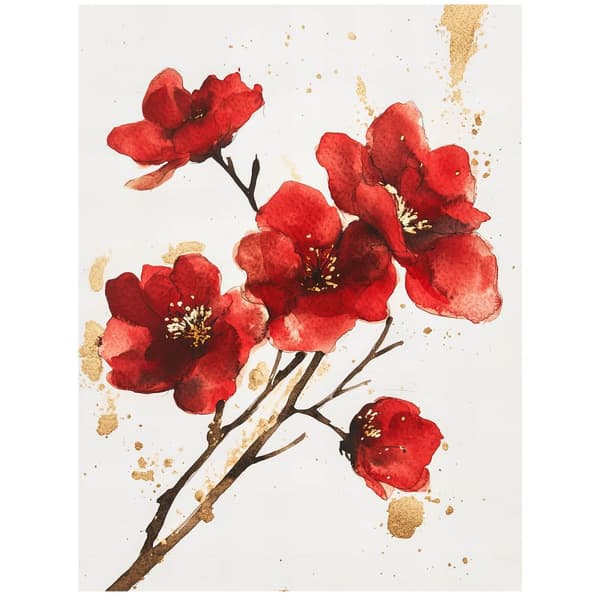 Røde blomster - Minimalistisk plakat Røde blomster - Minimalistisk plakat, 30x40 cm, hvid træramme, 230 gsm mat papir