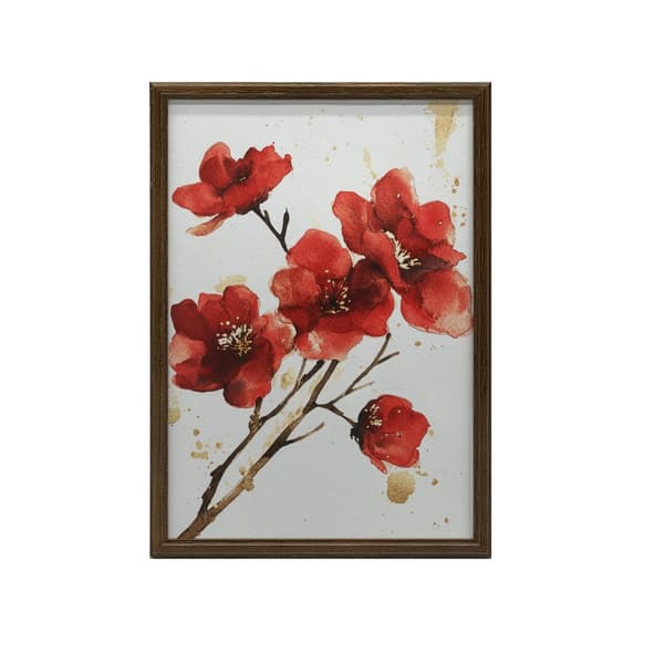 Røde blomster - Minimalistisk plakat Røde blomster - Minimalistisk plakat, 30x40 cm, hvid træramme, 230 gsm mat papir