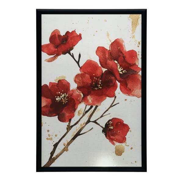 Røde blomster - Minimalistisk plakat Røde blomster - Minimalistisk plakat, 30x40 cm, hvid træramme, 230 gsm mat papir