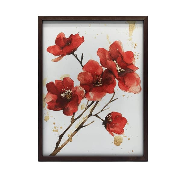Røde blomster - Minimalistisk plakat Røde blomster - Minimalistisk plakat, 60x90 cm, sort aluminiumsramme, 230 gsm mat papir