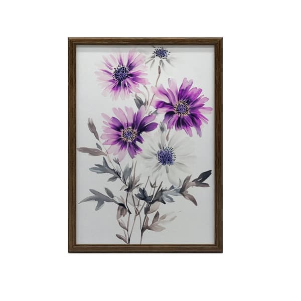 Kukkakoostumus akvarellivärillä Kukkakoostumus akvarellivärillä, 50x70 cm, vaalea tammipuukehys, 230 gsm mattapaperi