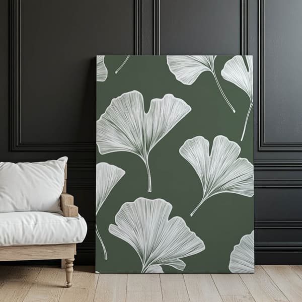 Minimalistinen Ginkgo Biloba Leaves -juliste Minimalistinen Ginkgo Biloba Leaves -juliste, 30x40 cm, kultainen alumiinikehys, 230 gsm mattapaperi