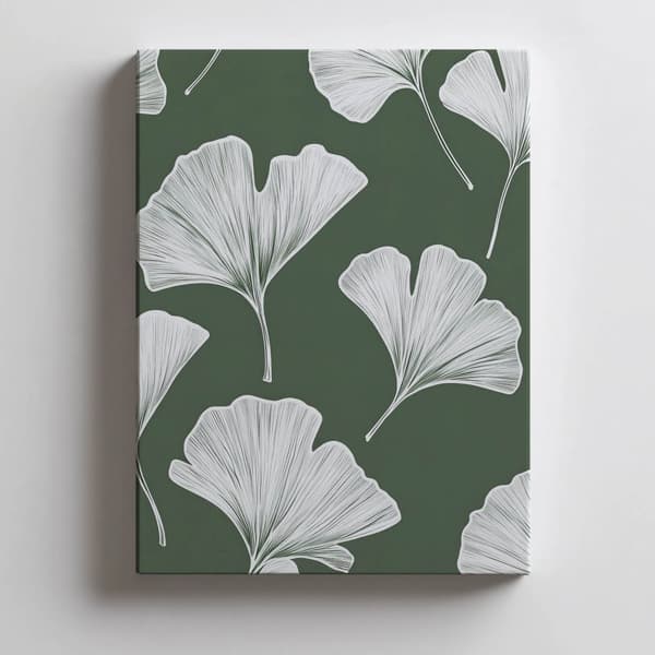 Minimalistisk plakat af Ginkgo Biloba Leaves Minimalistisk plakat af Ginkgo Biloba Leaves, 50x70 cm, uindrammet, premium lærred på båreramme
