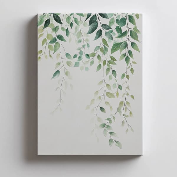 Minimalistisk plakat med grønne blade Minimalistisk plakat med grønne blade, 50x70 cm, uindrammet, premium lærred på båreramme