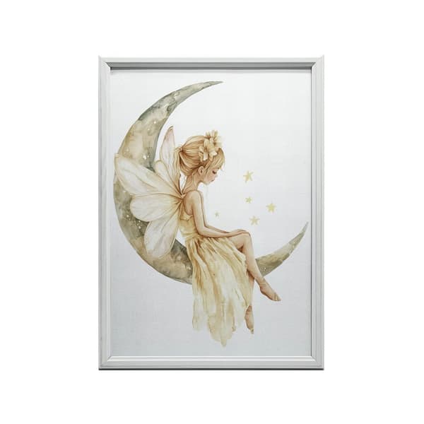 Fairy on the moon Fairy on the moon, 70x100 cm, guld aluminiumsramme, 230 gsm mat papir