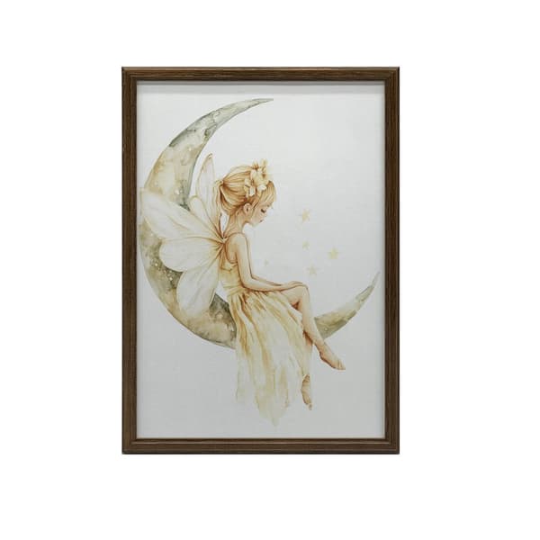 Fairy on the moon Fairy on the moon, 70x100 cm, guld aluminiumsramme, 230 gsm mat papir