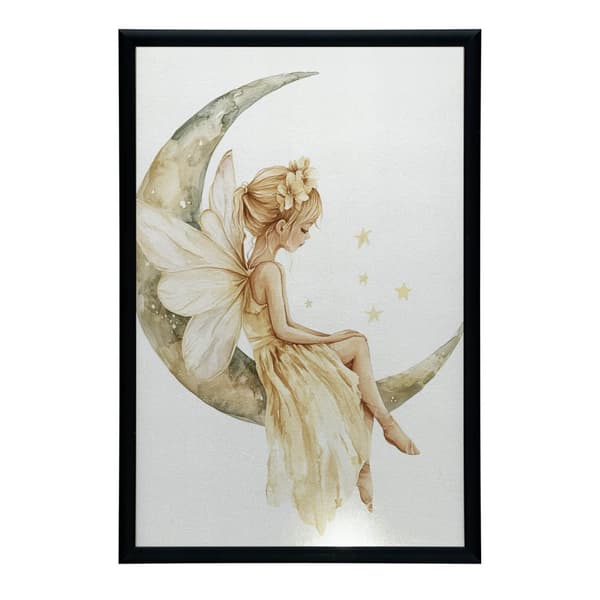 Fairy on the moon Fairy on the moon, 70x100 cm, guld aluminiumsramme, 230 gsm mat papir