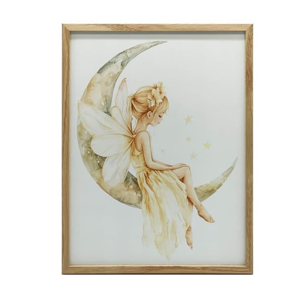 Fairy on the moon Fairy on the moon, 70x100 cm, guld aluminiumsramme, 230 gsm mat papir