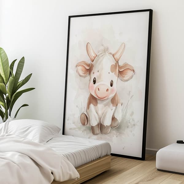 Smilende ko Smilende ko, 50x70 cm, uindrammet, premium lærred på båre