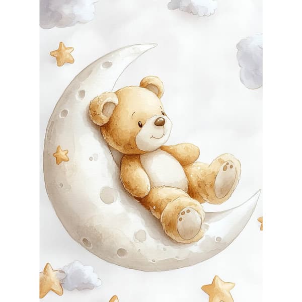 Teddy Bear on the Moon Teddy Bear on the Moon, 30x40 cm, guld aluminiumram, 230 gsm matt papper