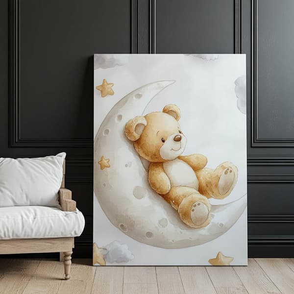 Teddy Bear on the Moon Teddy Bear on the Moon, 30x40 cm, guld aluminiumram, 230 gsm matt papper