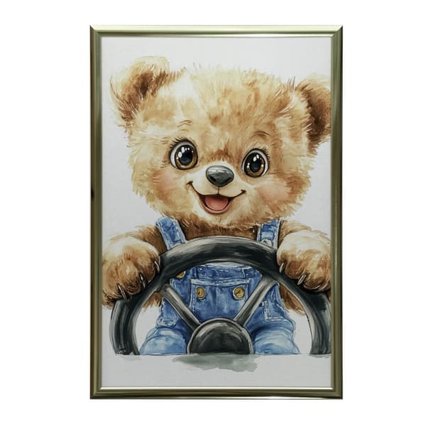 Smilende bjørn bag rattet Smilende bjørn bag rattet, 50x70 cm, uindrammet, 230 gsm mat papir