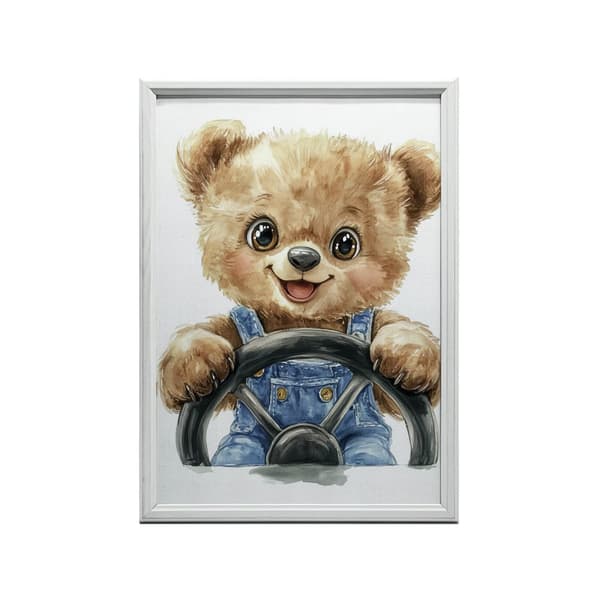 Smilende bjørn bag rattet Smilende bjørn bag rattet, 50x70 cm, uindrammet, 230 gsm mat papir