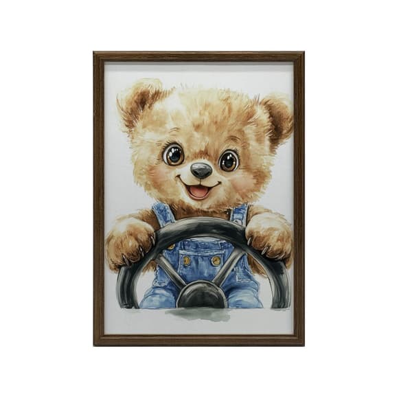Smilende bjørn bag rattet Smilende bjørn bag rattet, 50x70 cm, uindrammet, 230 gsm mat papir