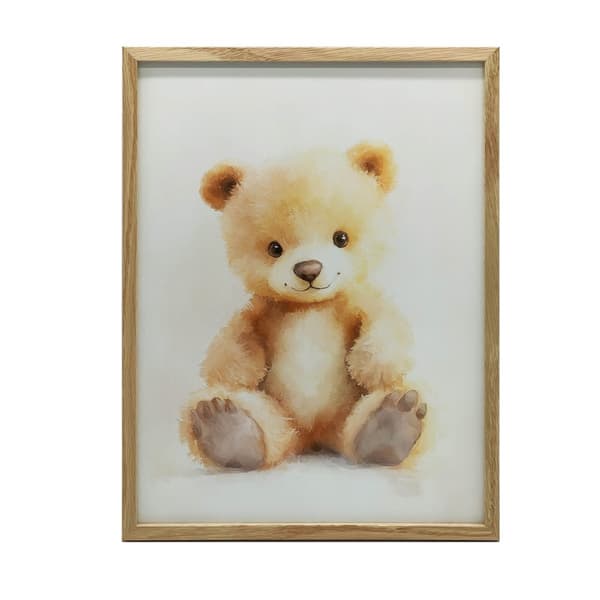 Plys sød bamse Plys sød bamse, 30x40 cm, lys egetræsramme, 230 gsm mat papir