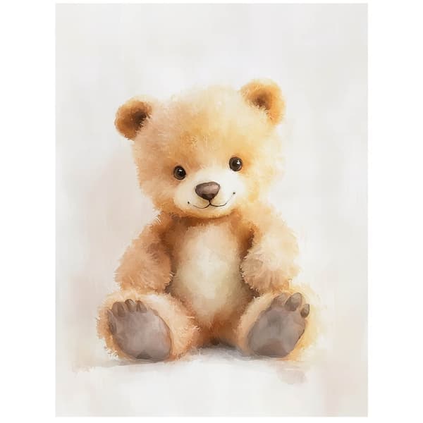 Plys sød bamse Plys sød bamse, 50x70 cm, uindrammet, premium lærred på båreramme