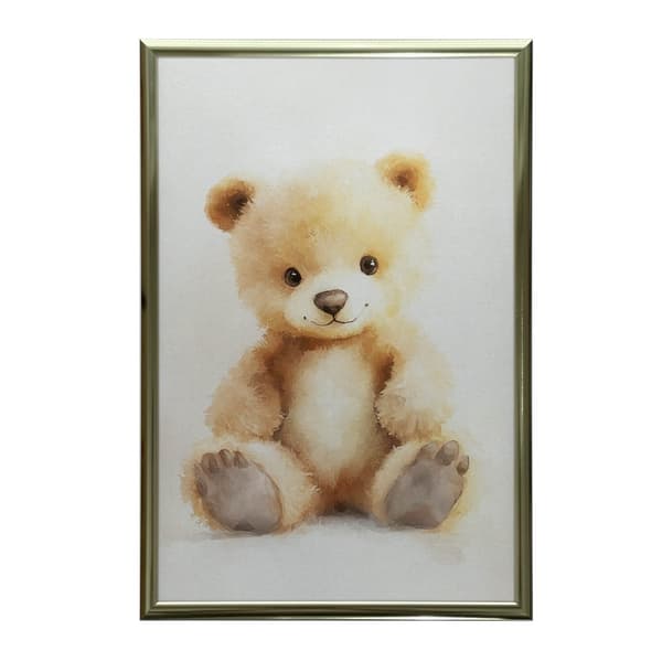 Plys sød bamse Plys sød bamse, 70x100 cm, guld aluminiumsramme, 230 gsm mat papir