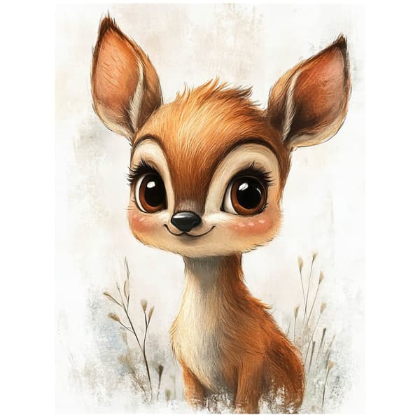 Little Deer with Big Eyes Little Deer with Big Eyes, 40x50 cm, svart aluminiumram, 230 gsm matt papper
