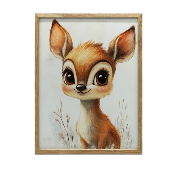 Pikkuhirvi isot silmät Pieni peura isot silmät, 50x70 cm, musta alumiinirunko, 230 gsm mattapaperi