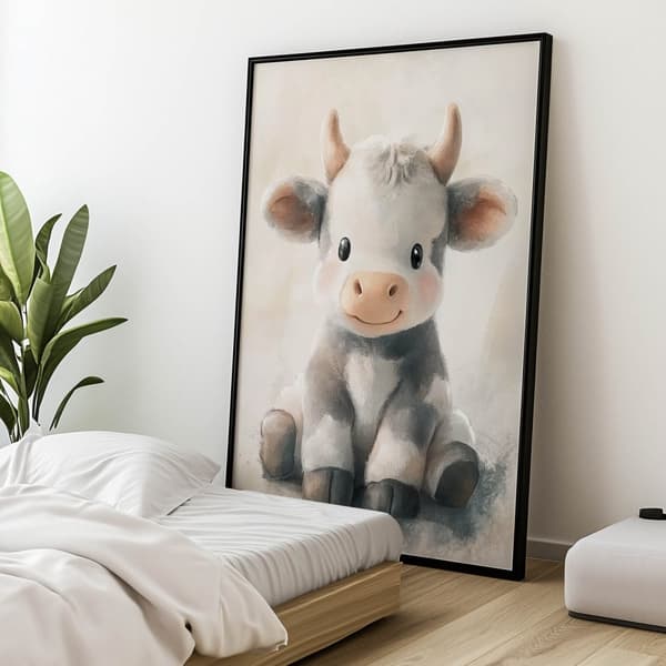 Dejlig ko Dejlig ko, 50x70 cm, uindrammet, premium lærred på båreramme