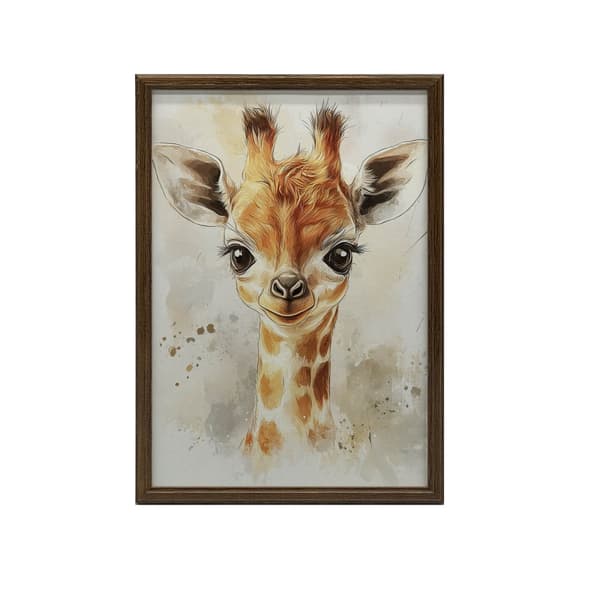 Sødt lille girafansigt Sødt lille girafansigt, 30x40 cm, hvid træramme, 230 gsm mat papir
