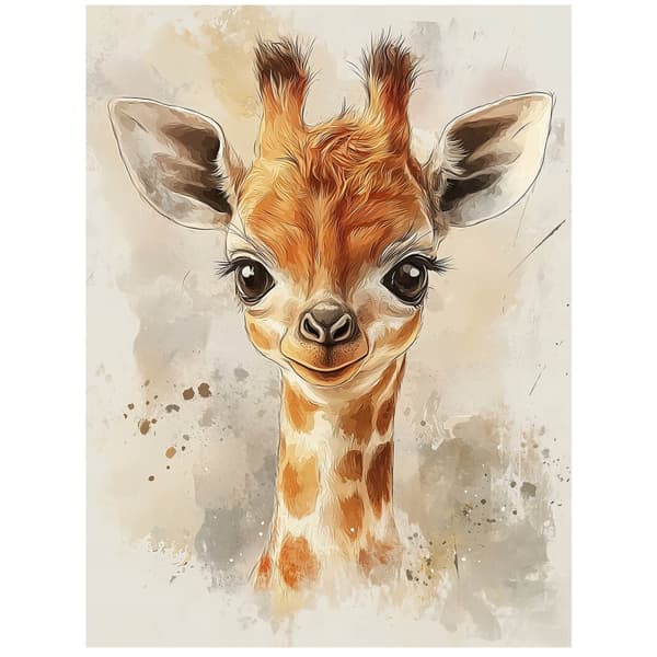 Sødt lille girafansigt Sødt lille girafansigt, 40x50 cm, guld aluminiumsramme, 230 gsm mat papir