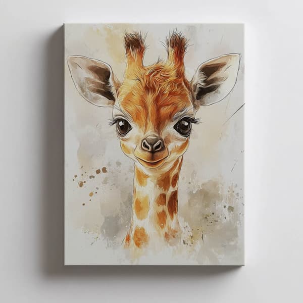 Sødt lille girafansigt Sødt lille girafansigt, 40x50 cm, guld aluminiumsramme, 230 gsm mat papir