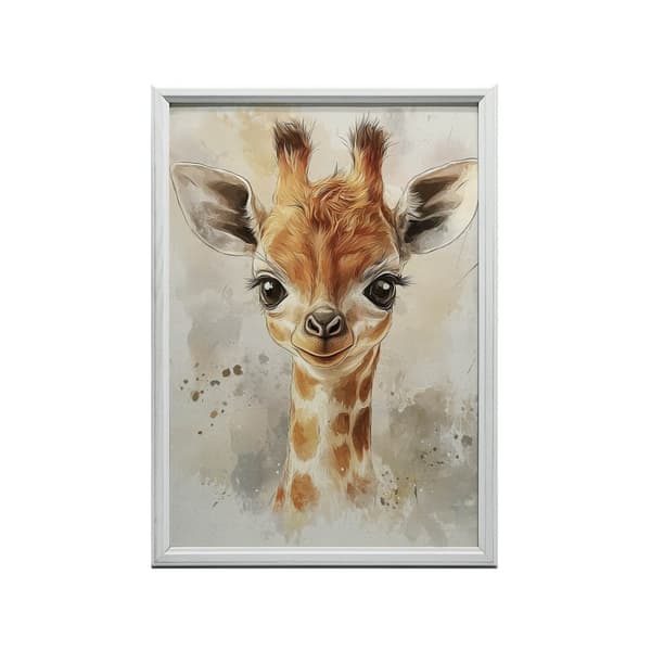 Sødt lille girafansigt Sødt lille girafansigt, 40x50 cm, guld aluminiumsramme, 230 gsm mat papir